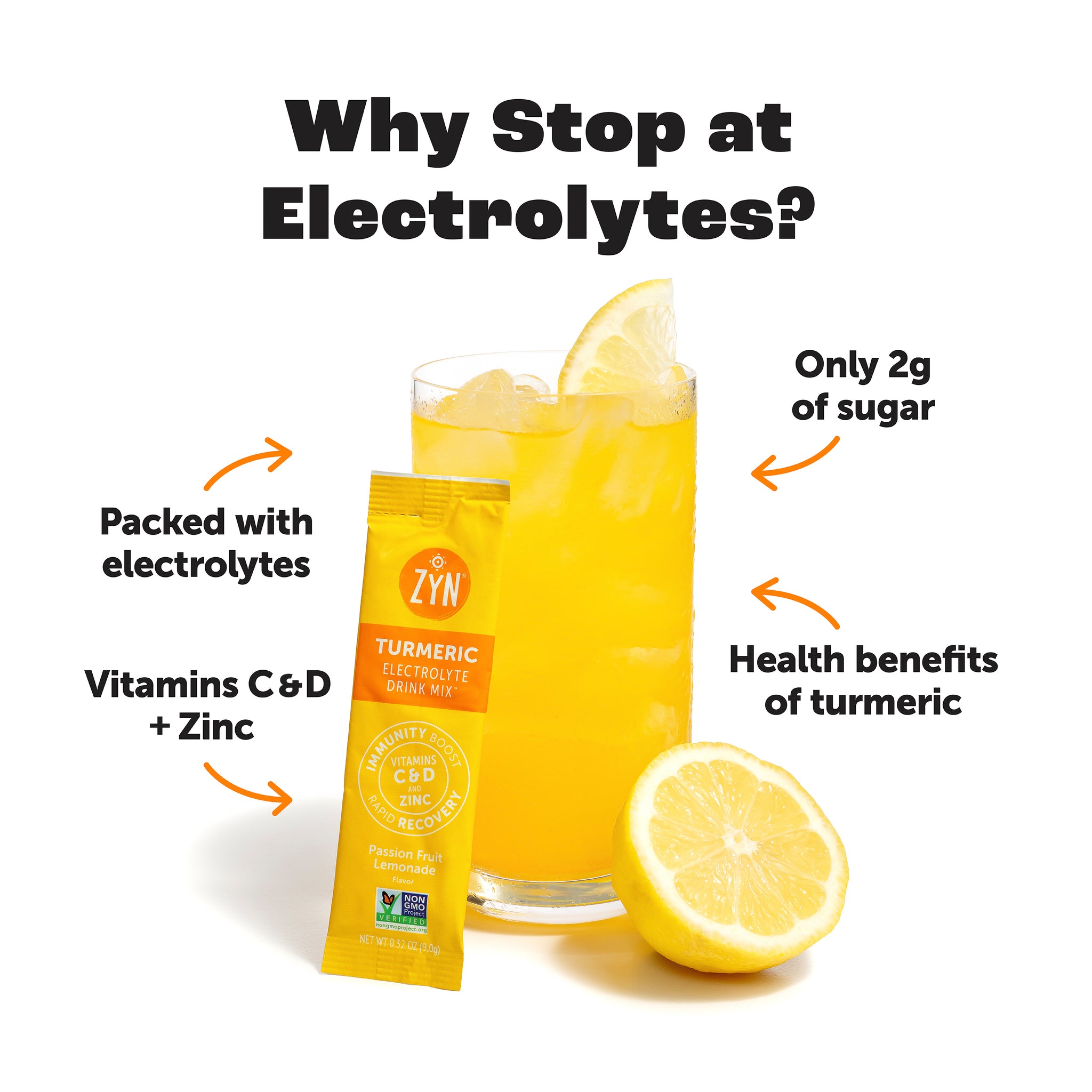 Passion Fruit Lemonade Turmeric Electrolyte Drink Mix - 36 count