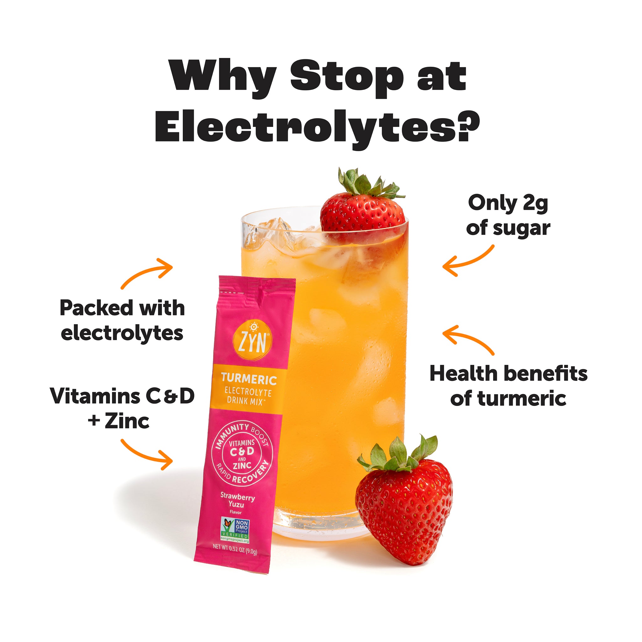 Strawberry Yuzu Turmeric Electrolyte Drink Mix - 36 count